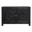 Pemberly Row Hand-Carved 2-Door Solid Mango Wood Sideboard in Charcoal Gray