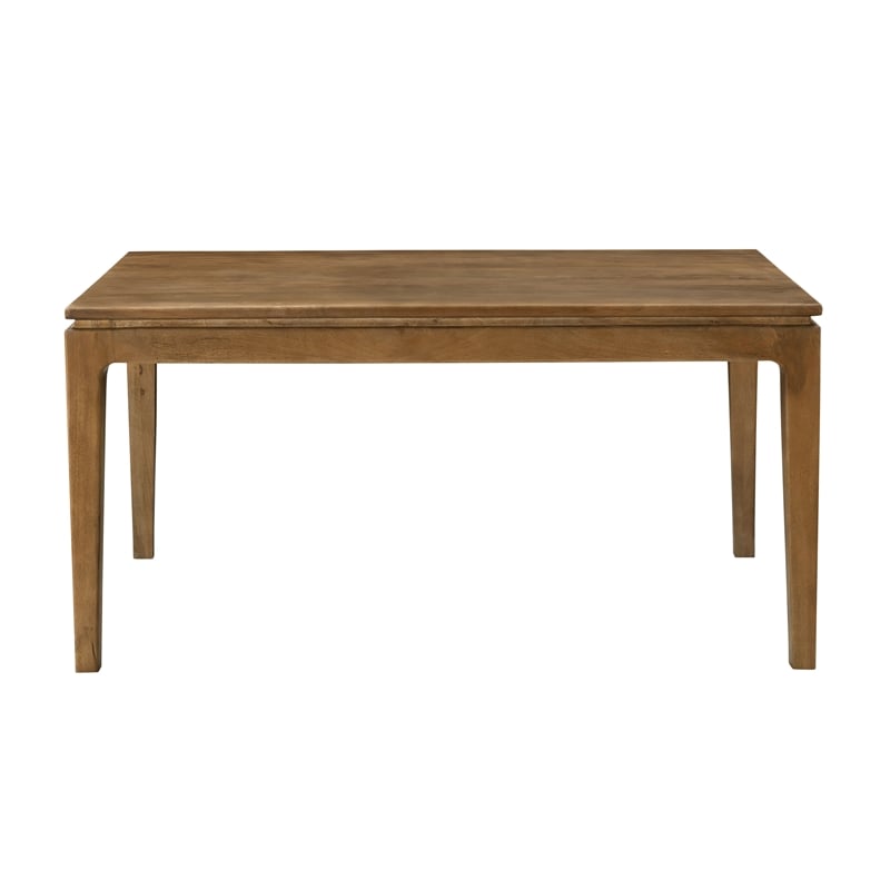 Pemberly Row Small Rectangular Solid Mango Wood Dining Table in Spice Tan