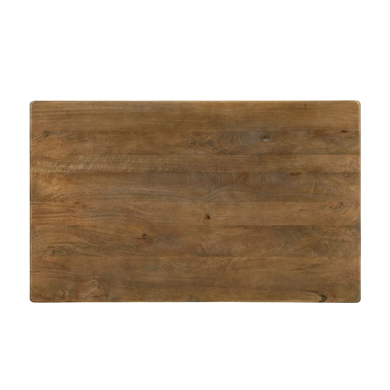 Pemberly Row Small Rectangular Solid Mango Wood Dining Table in Spice Tan