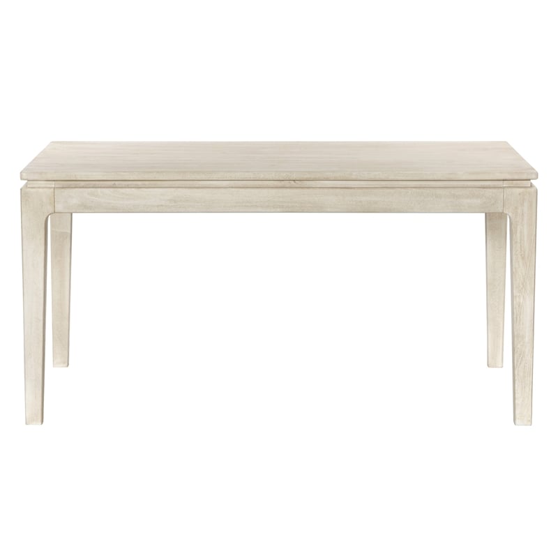 Pemberly Row Small Rectangular Solid Mango Wood Dining Table in Stone Natural