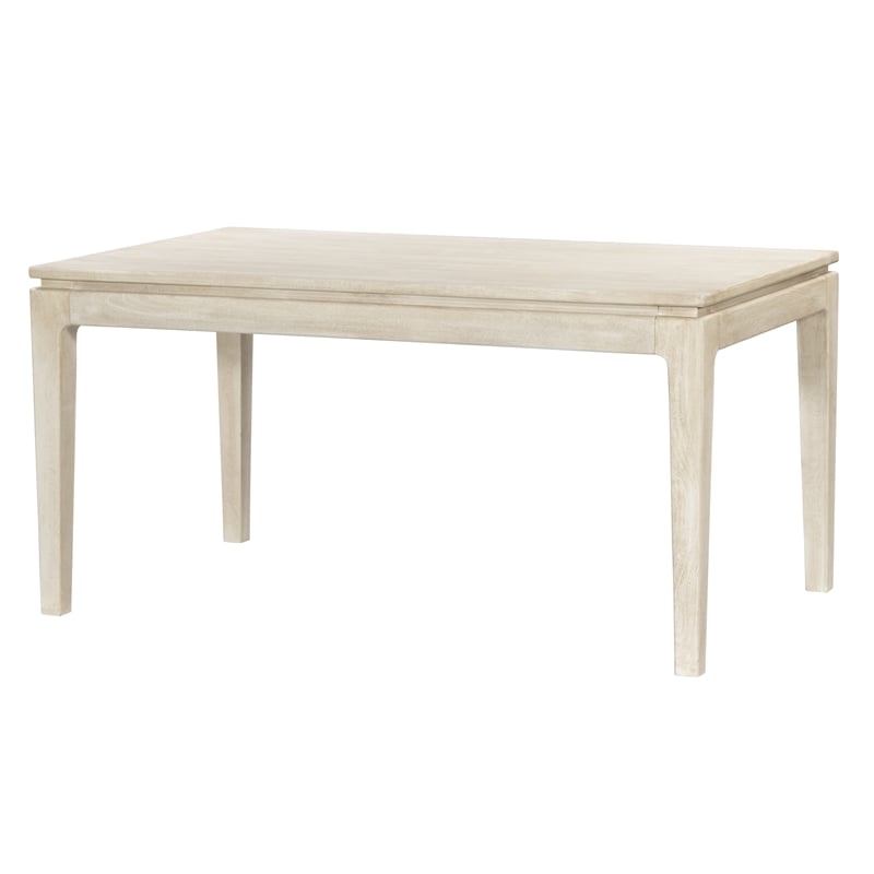Pemberly Row Small Rectangular Solid Mango Wood Dining Table in Stone Natural