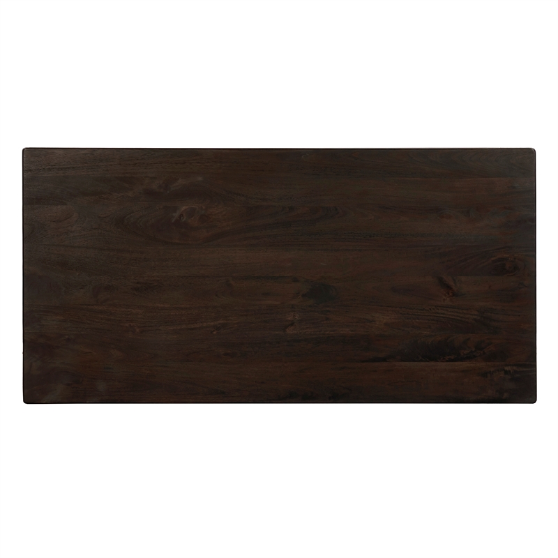 Pemberly Row Large Rectangular Solid Mango Wood Dining Table in Barista Brown