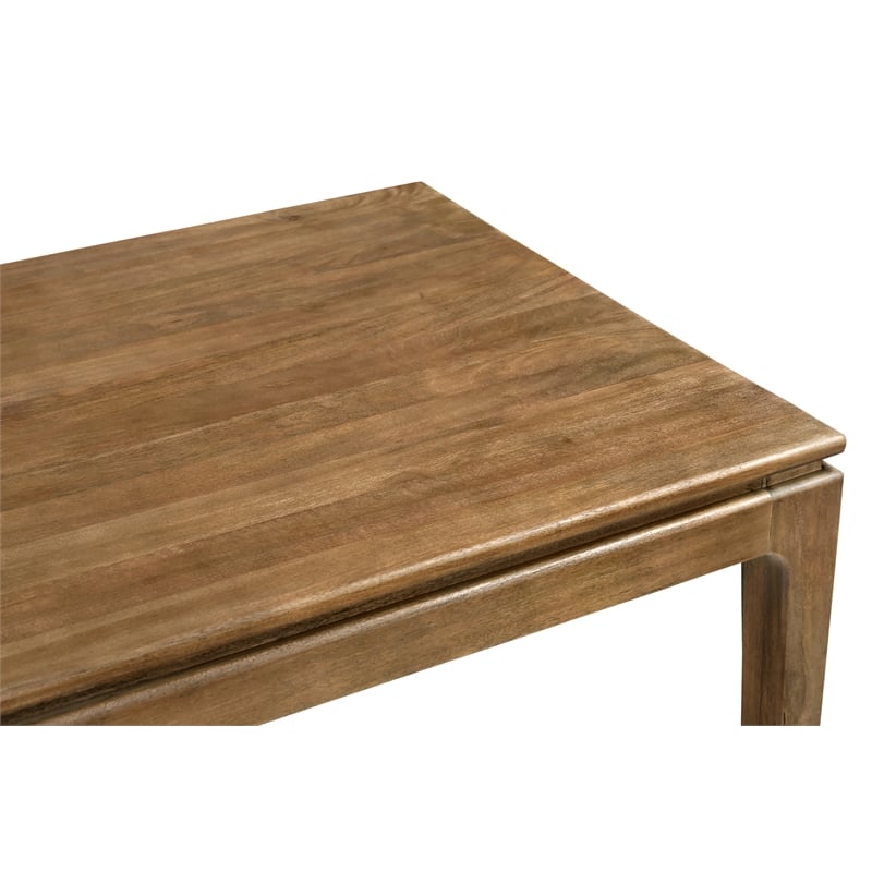 Pemberly Row Large Rectangular Solid Mango Wood Dining Table in Spice Tan