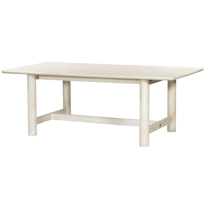 Pemberly Row Rectangular Solid Mango Wood Dining Table in Stone Natural