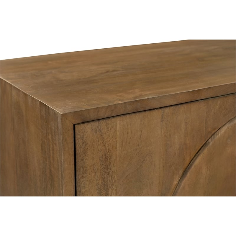 Pemberly Row Contemporary 2-Door Solid Mango Wood Sideboard in Spice Tan