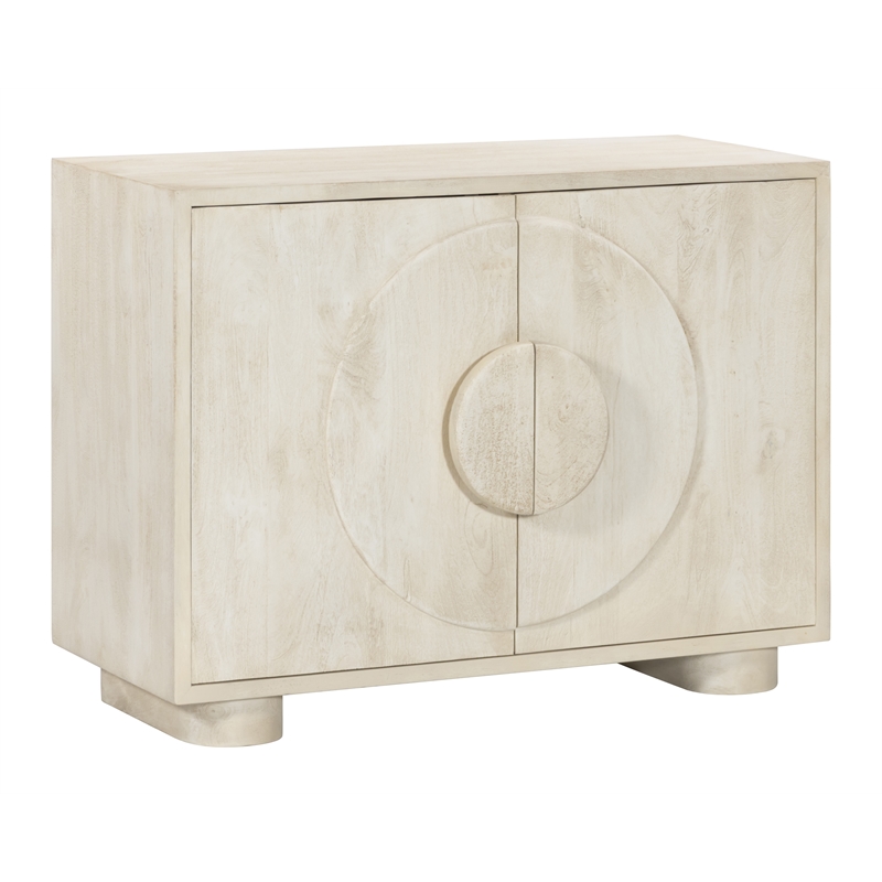 Pemberly Row 2-Door Solid Mango Wood Sideboard in Stone Natural
