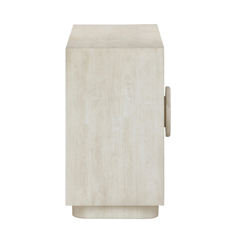 Pemberly Row 2-Door Solid Mango Wood Sideboard in Stone Natural