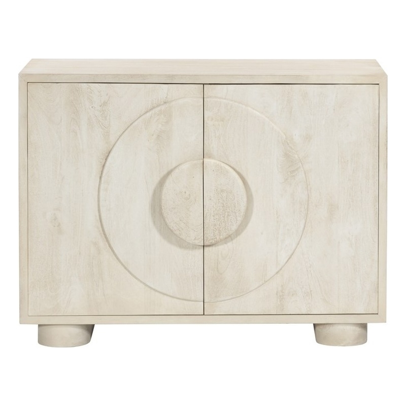 Pemberly Row 2-Door Solid Mango Wood Sideboard in Stone Natural