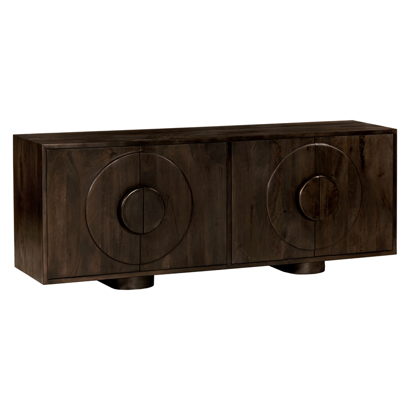 Pemberly Row 4-Door Solid Mango Wood Sideboard in Barista Brown