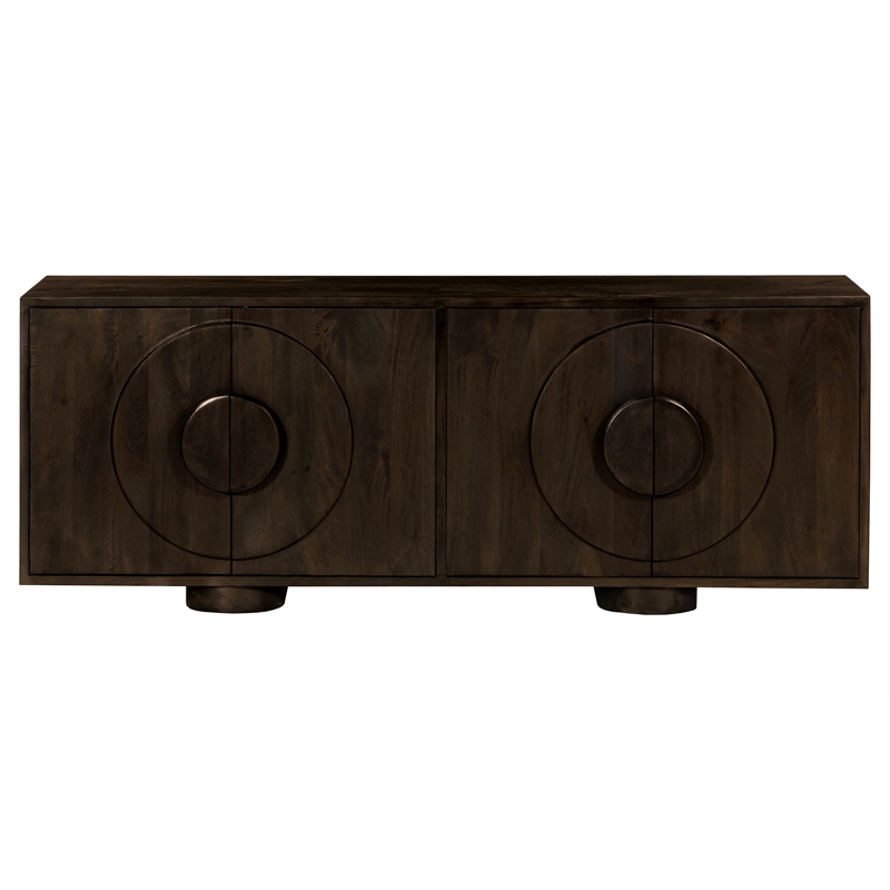 Pemberly Row 4-Door Solid Mango Wood Sideboard in Barista Brown