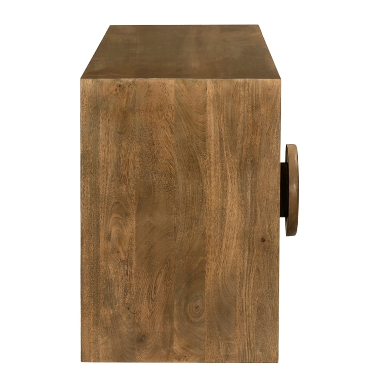 Pemberly Row Contemporary 4-Door Solid Mango Wood Sideboard in Spice Tan