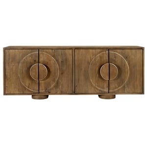 Pemberly Row Contemporary 4-Door Solid Mango Wood Sideboard in Spice Tan