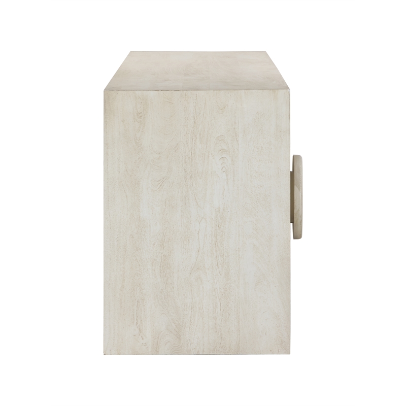 Pemberly Row 4-Door Solid Mango Wood Sideboard in Stone Natural