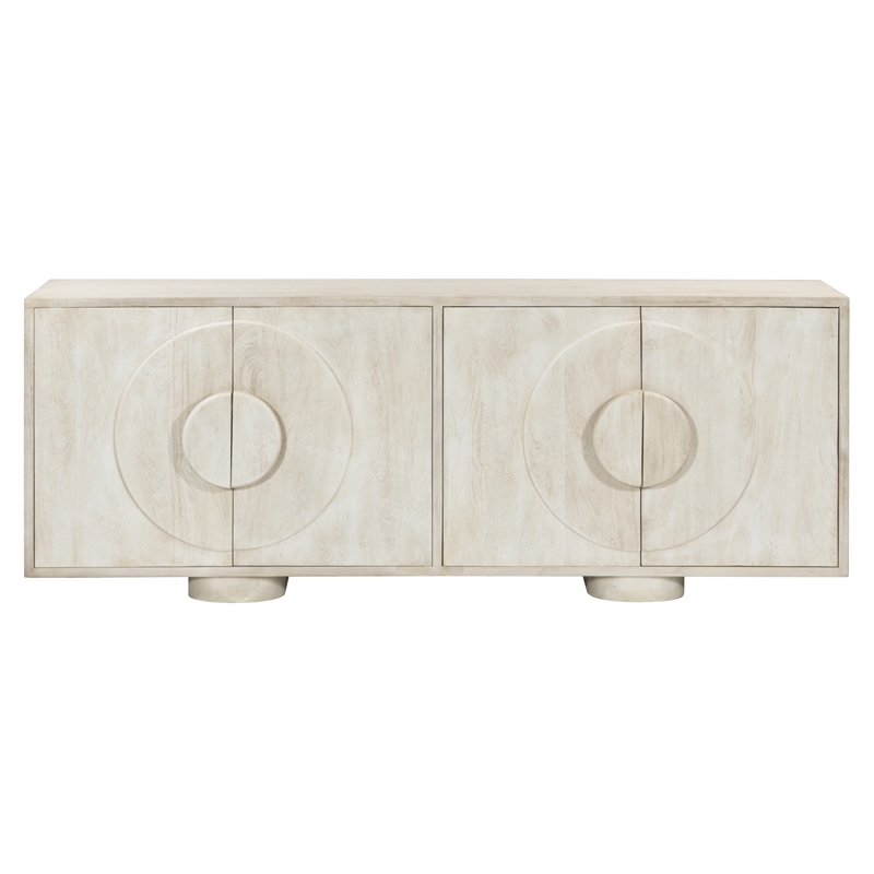 Pemberly Row 4-Door Solid Mango Wood Sideboard in Stone Natural