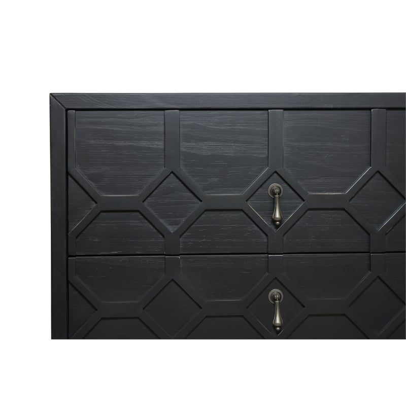 Pemberly Row 2-Drawer Reclaimed Pine Solid Wood Nightstand in Antique Black