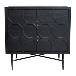 Pemberly Row 2-Drawer Reclaimed Pine Solid Wood Nightstand in Antique Black