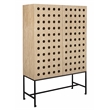 Pemberly Row Recycled Pine 2-Door Tall Cabinet in Sand Oak with Iron Base