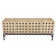 Pemberly Row Recycled Pine 4-Door Sideboard in Sand Oak with Iron Base