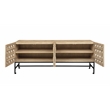Pemberly Row Recycled Pine 4-Door Sideboard in Sand Oak with Iron Base