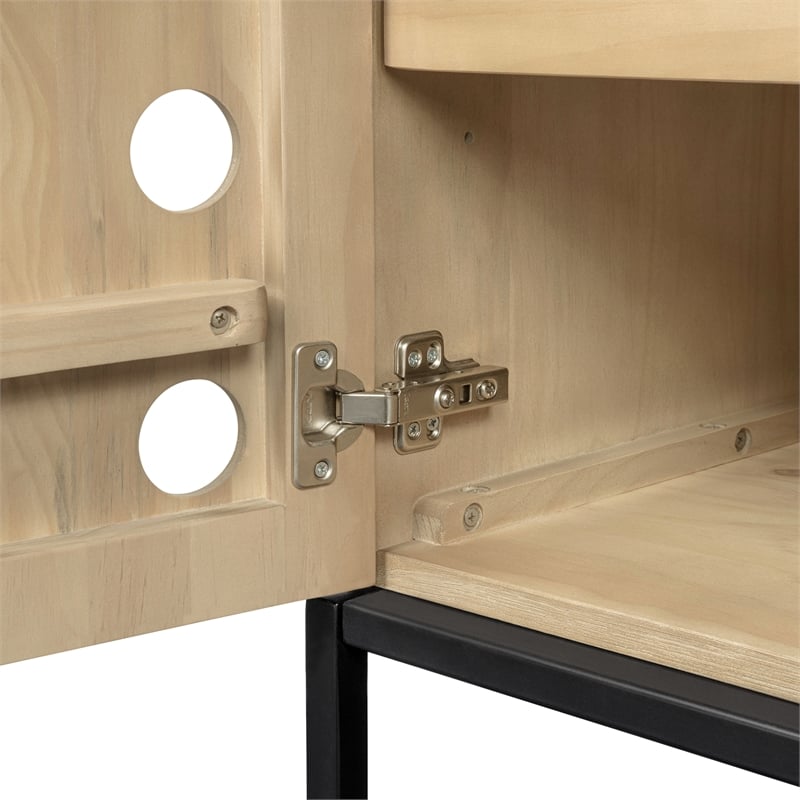 Pemberly Row Recycled Pine 4-Door Sideboard in Sand Oak with Iron Base