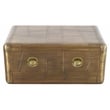 Pemberly Row Solid Wood and Aluminum Cocktail Table in Brass with Drawer