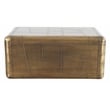 Pemberly Row Solid Wood and Aluminum Cocktail Table in Brass with Drawer
