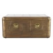Pemberly Row Solid Wood and Aluminum Cocktail Table in Brass with Drawer
