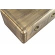Pemberly Row Solid Wood and Aluminum Cocktail Table in Brass with Drawer