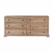 Pemberly Row 6-Drawer Solid Wood Dresser in Rustic Light Brown
