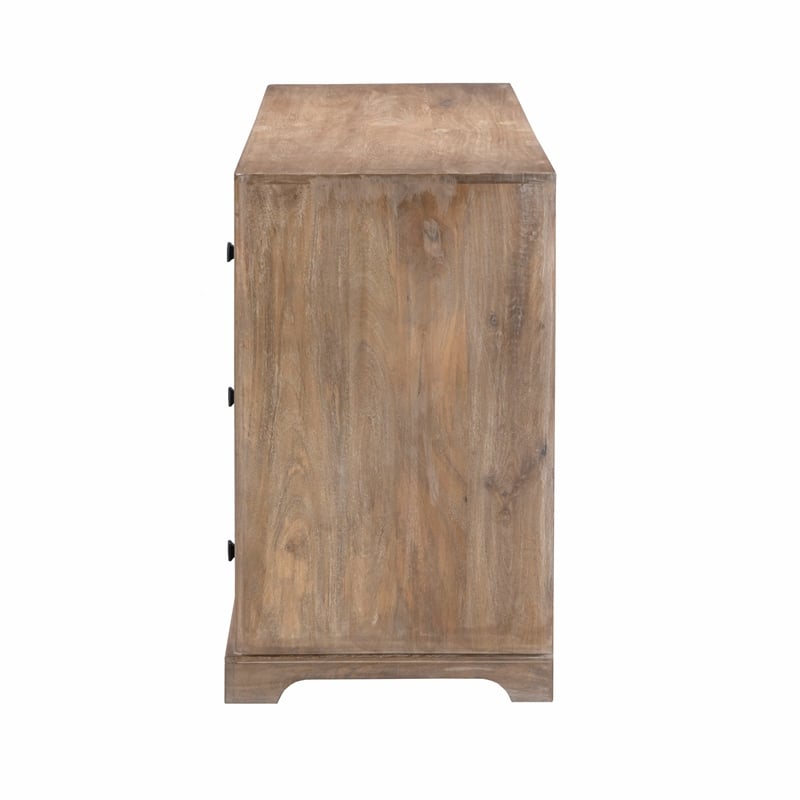 Pemberly Row 6-Drawer Solid Wood Dresser in Rustic Light Brown