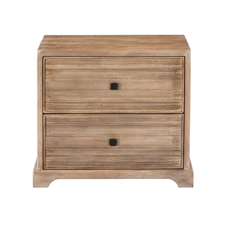 Pemberly Row 2-Drawer Solid Wood Nightstand in Rustic Light Brown