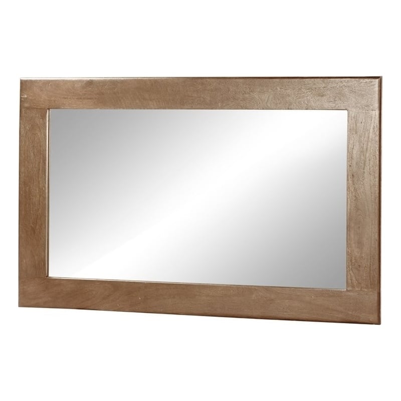 Pemberly Row Solid Mango Wood Mirror in Rich Umber Brown Finish