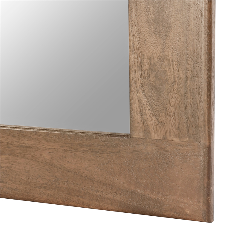 Pemberly Row Solid Mango Wood Mirror in Rich Umber Brown Finish