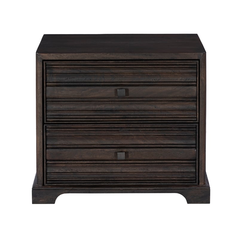 Pemberly Row 2-Drawer Solid Wood Nightstand in Rustic Light Brown