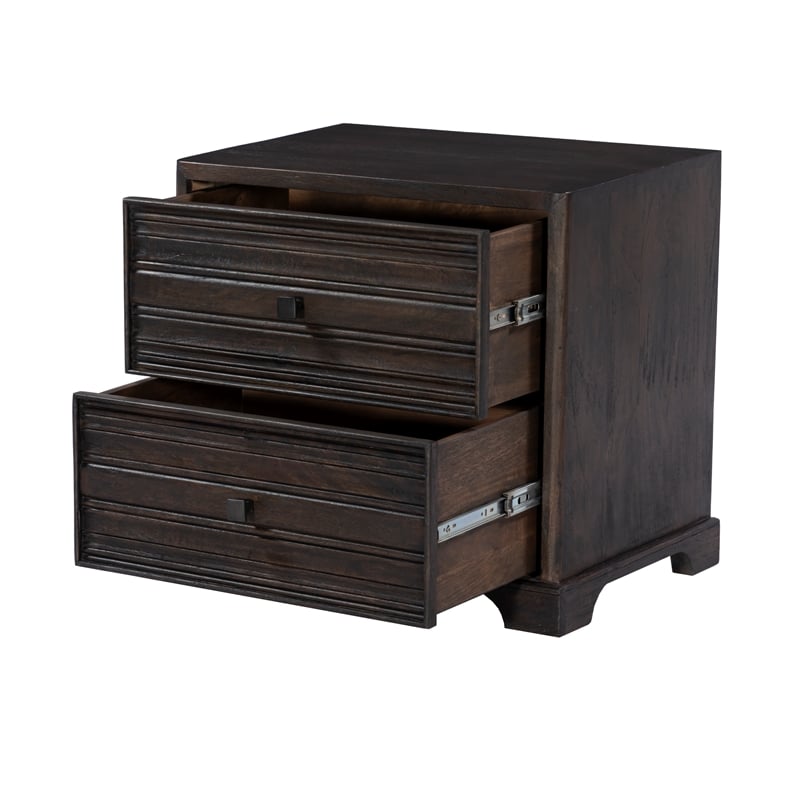Pemberly Row 2-Drawer Solid Wood Nightstand in Rustic Light Brown
