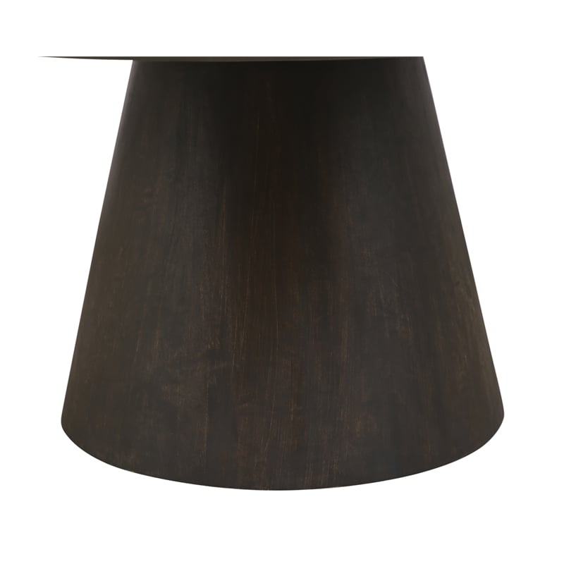 Pemberly Row Solid Mango Wood Round Dining Table in Charred Ember Brown