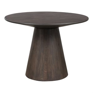 Pemberly Row Solid Mango Wood Round Dining Table in Charred Ember Brown