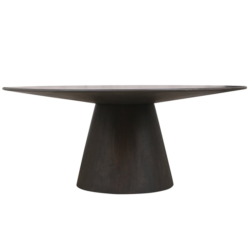Pemberly Row Solid Mango Wood Round Dining Table in Charred Ember Brown