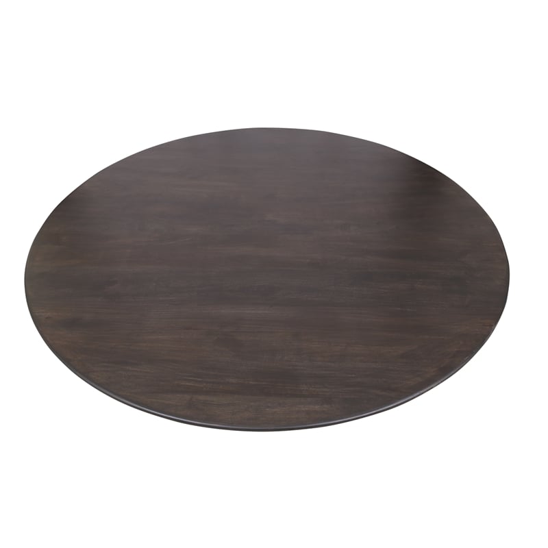 Pemberly Row Solid Mango Wood Round Dining Table in Charred Ember Brown