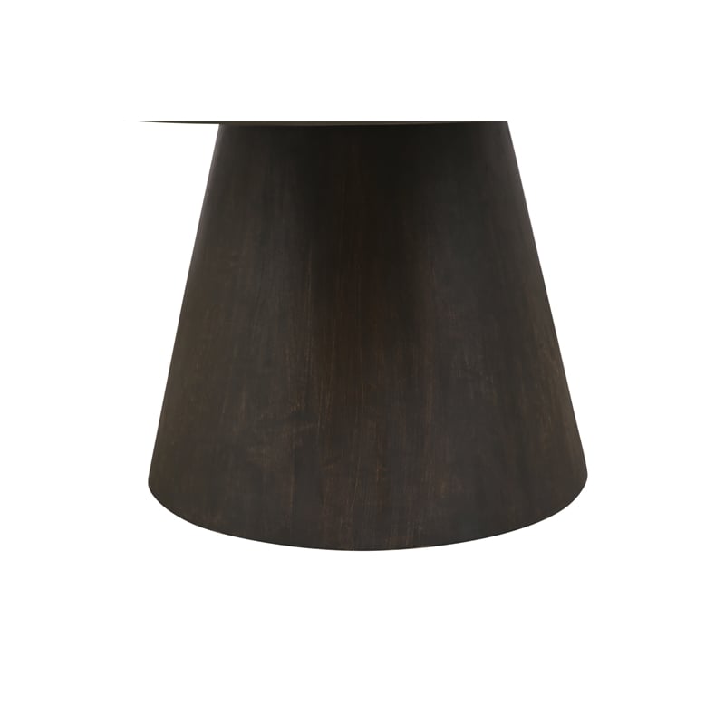 Pemberly Row Solid Mango Wood Round Dining Table in Charred Ember Brown