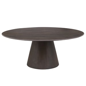 Pemberly Row Solid Mango Wood Round Dining Table in Charred Ember Brown