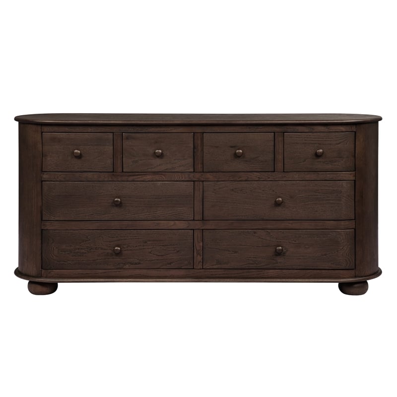 Pemberly Row 8-Drawer Solid Oak Dresser in Appalachian Brown