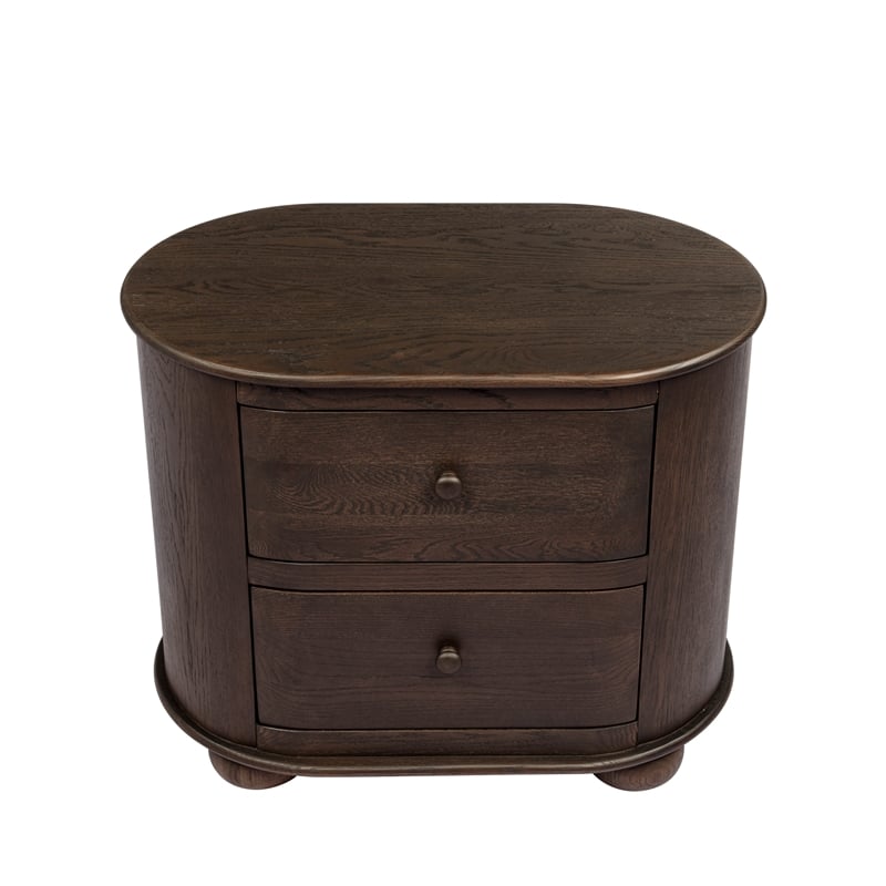 Pemberly Row 2-Drawer Solid Oak Nightstand in Appalachian Brown