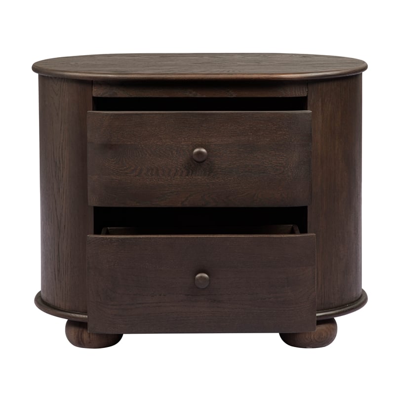 Pemberly Row 2-Drawer Solid Oak Nightstand in Appalachian Brown