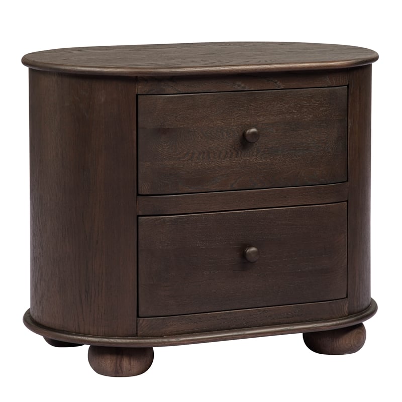 Pemberly Row 2-Drawer Solid Oak Nightstand in Appalachian Brown
