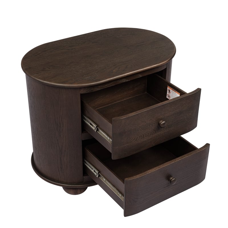 Pemberly Row 2-Drawer Solid Oak Nightstand in Appalachian Brown