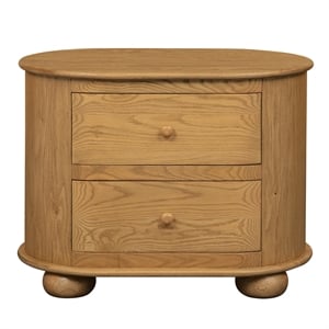 Pemberly Row 2-Drawer Solid Oak Nightstand in Natural Finish