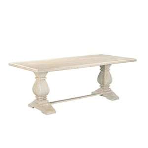 Pemberly Row 84&quot x 39&quot Rectangular Solid Mango Wood Dining Table in White Wash