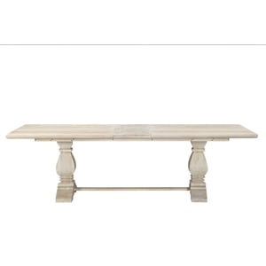 Pemberly Row 90&quot Extendable Solid Mango Wood Dining Table in White Wash