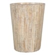 Pemberly Row Solid Mango Wood Round Drum End Table in Natural Finish
